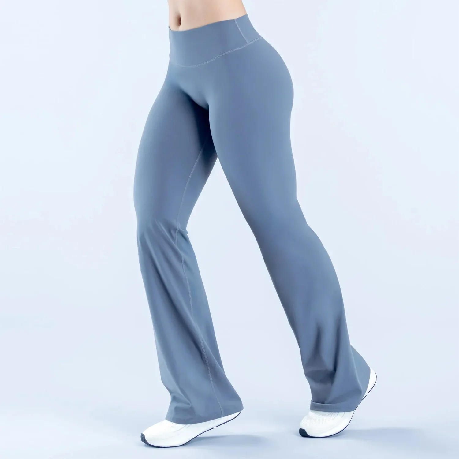 Logo Damen High-Waist Butt-Lifting Yoga-Hose, lockere, gerade geschnittene Lauf- und Fitness-Sporthose für Outdoor-Yoga, lange Hose