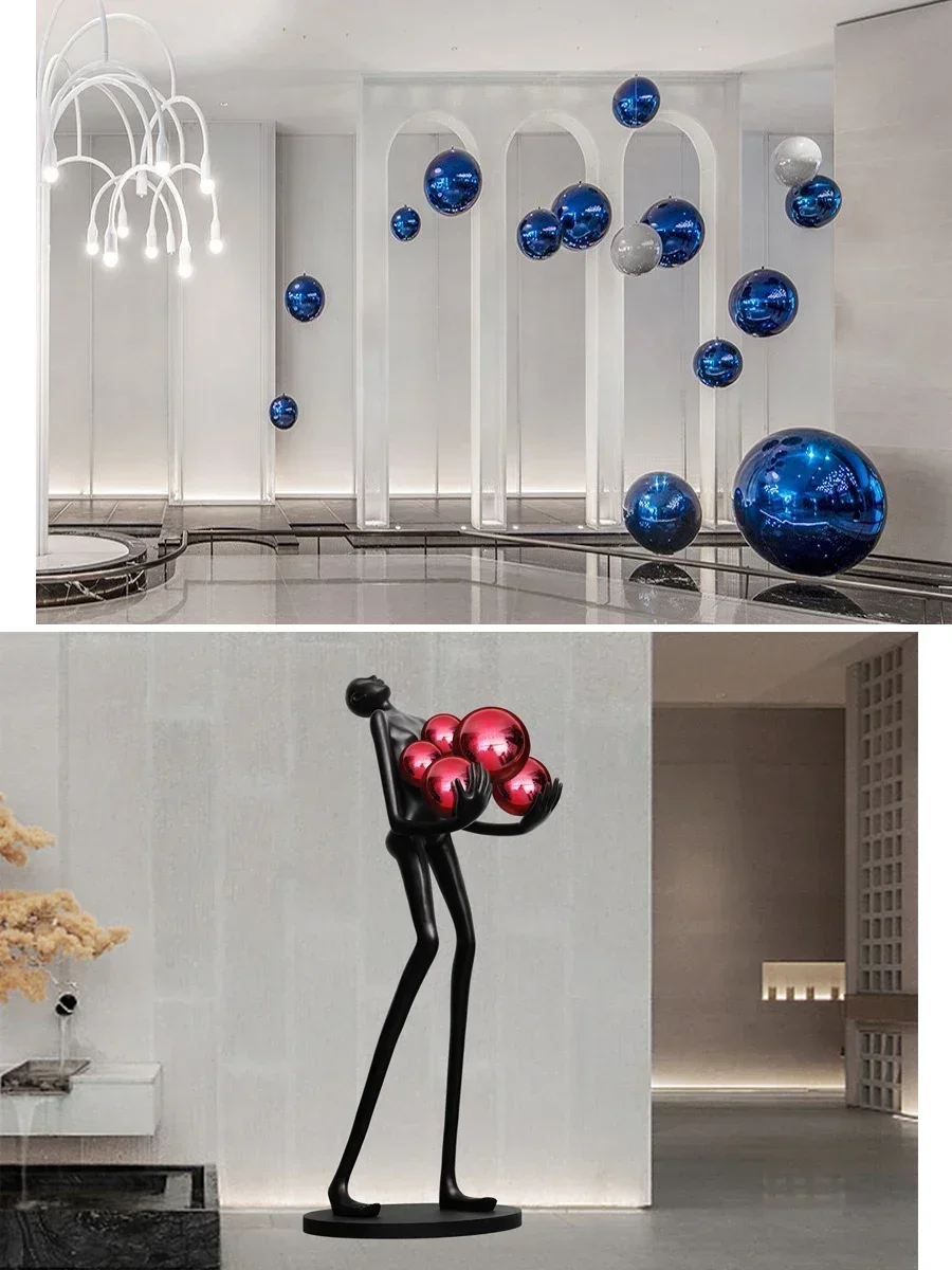 Ball Combination Wall Decoration and Wall Hanging Hotel Lobby Floor Ball Character Sculpture Device Art