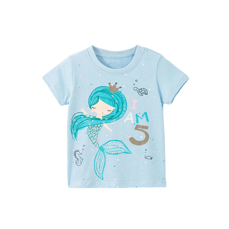 Jumping Meters 2-7T Rainbow Girls T Shirts Summer Children's Clothing Hot Selling Short Sleeve Kids Tees Tops Baby Costume Shirt