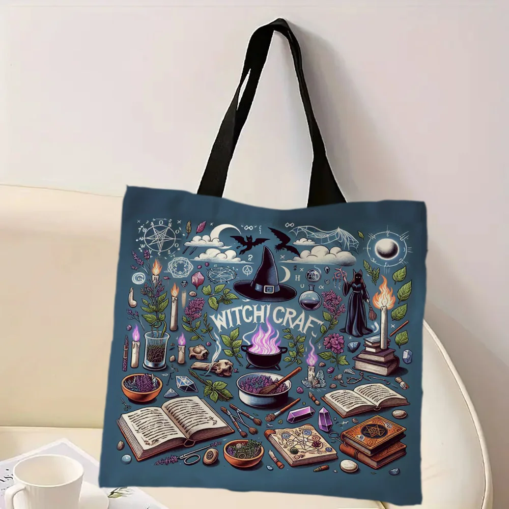 حقيبة يد ذات طابع السحر، حقيبة تسوق، حقائب رائعة للسفر في الهواء الطلق، حقائب كتف ذات سعة كبيرة، هدية سحرية للهالوين