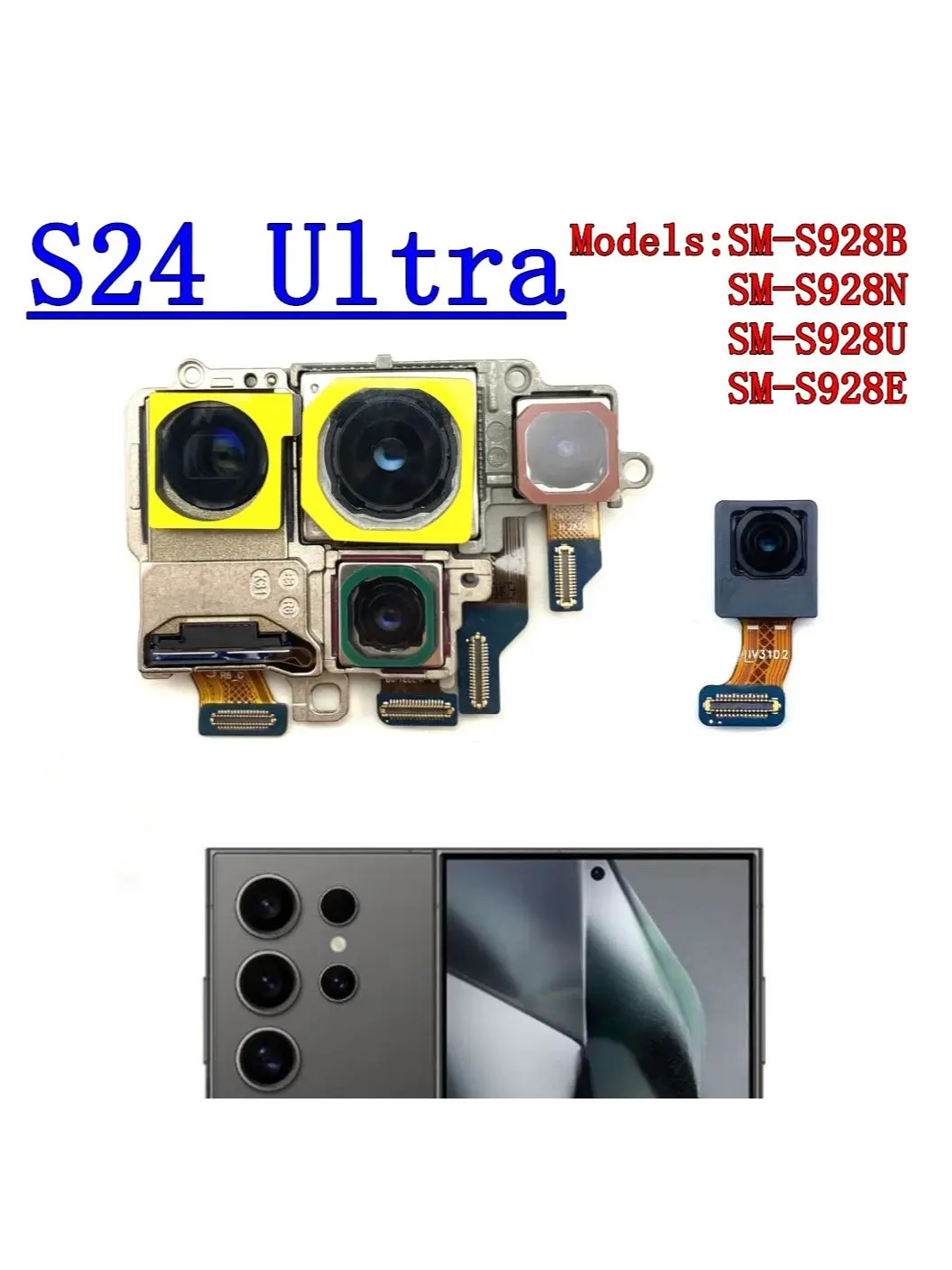 Przedni i tylny aparat do Samsung S24 Ultra S24Ultra S928 Przedni aparat do selfie Tylny główny moduł kamery Części kabla elastycznego — zdjęcie produktu 7