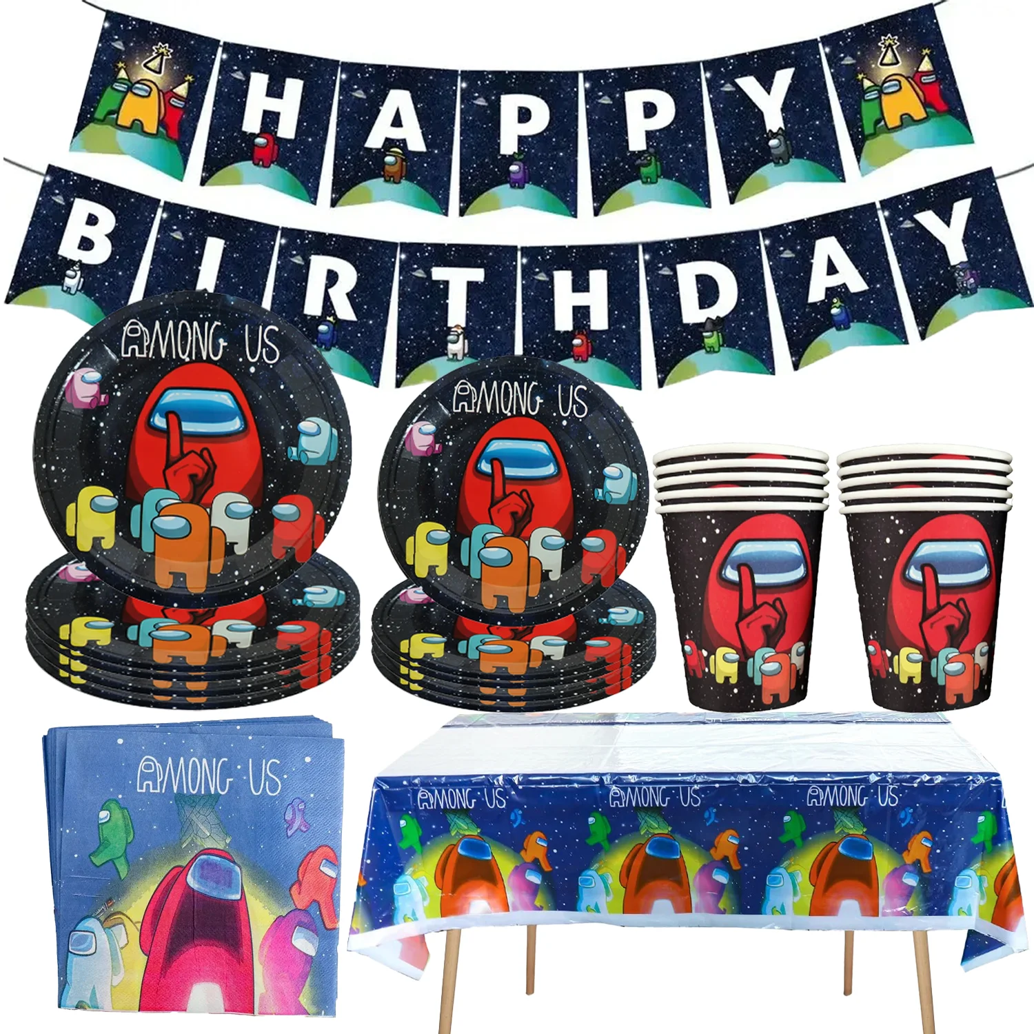 

Cartoon Spaced Games Birthday Decoration Disposable Latex Ballons Cake Toppers Happy Birthday Banner Boy Kids Evnt Supplies Toy