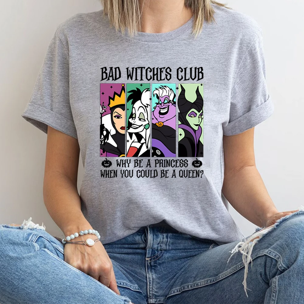 Bad Witches Club T Shirt Halloween Shirt Vintage Villain Gang Shirts Trick or Treat Tee Gothic Tshirt Unisex Short Sleeves Tops