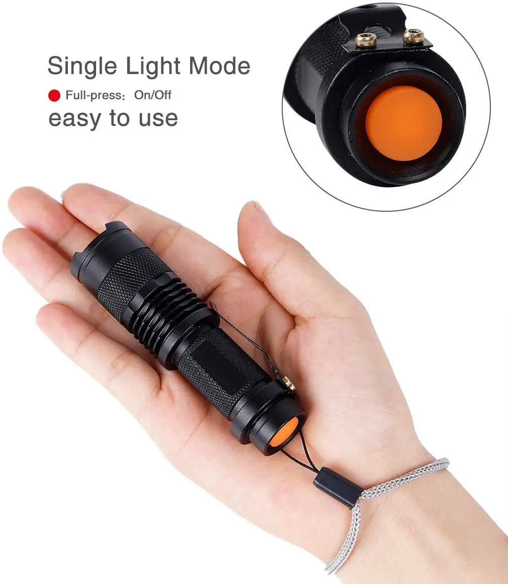 ZK30 Powerful Tactical Mini SK68 3 Modes Handheld LED Flashlight Torch 7w 300lm Adjustable Focus Zoomable Light