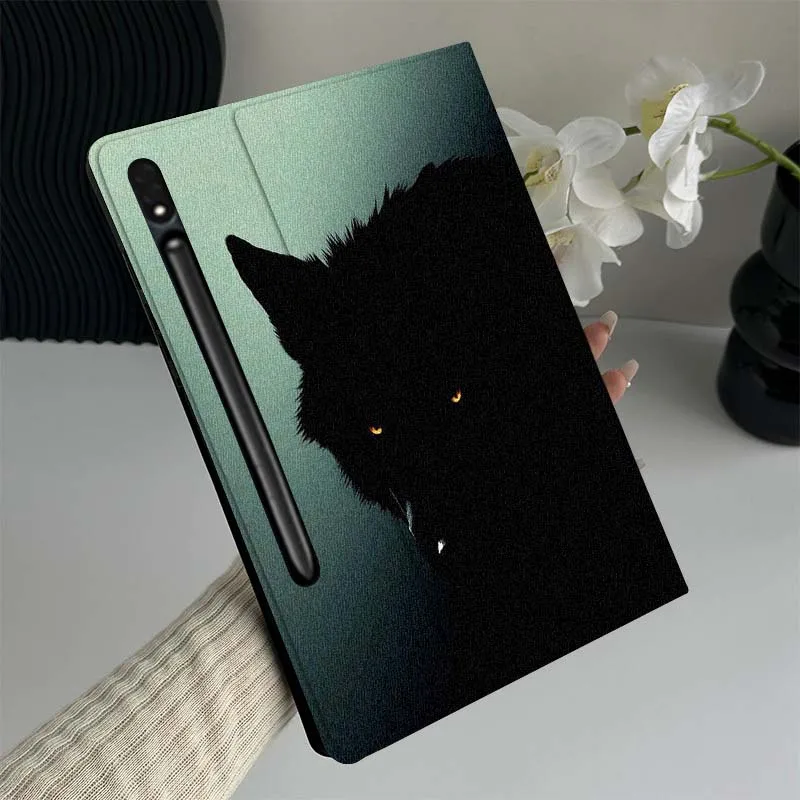 

Cool Wolf Dark Pattern For Samsung Galaxy Tab S10 S9 S8 S7 Lite FE Plus Scratch resistant Pen Tray Tablet Case Gift