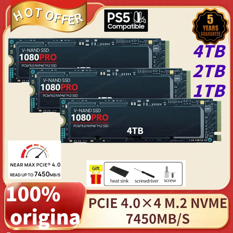 

1080PRO internal solid-state drive PICE 4.0 × 4 M.2 NVME 7450MB/S suitable for laptop PC PS5