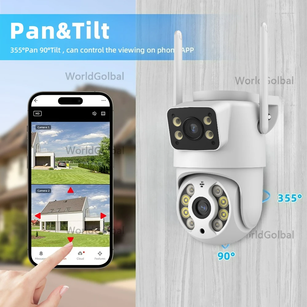 كاميرا Icsee 5G 10MP 8MP واي فاي PTZ خارجية شاشات مزدوجة كشف الإنسان عدسات مزدوجة 4K حماية أمنية كاميرا IP صوت iCSee #4