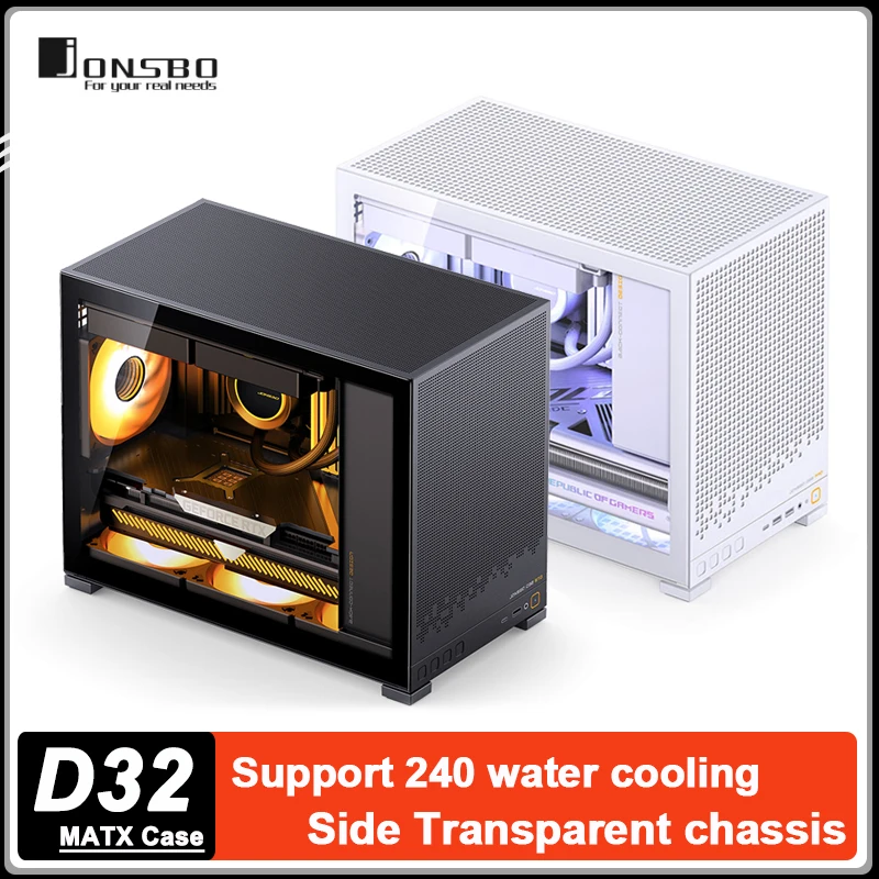 JONSBO D32 STD/PRO MATX Desktop MINI Case Side Transparent Computer Game Case Support 240 Water Cooling ATX Power Supply