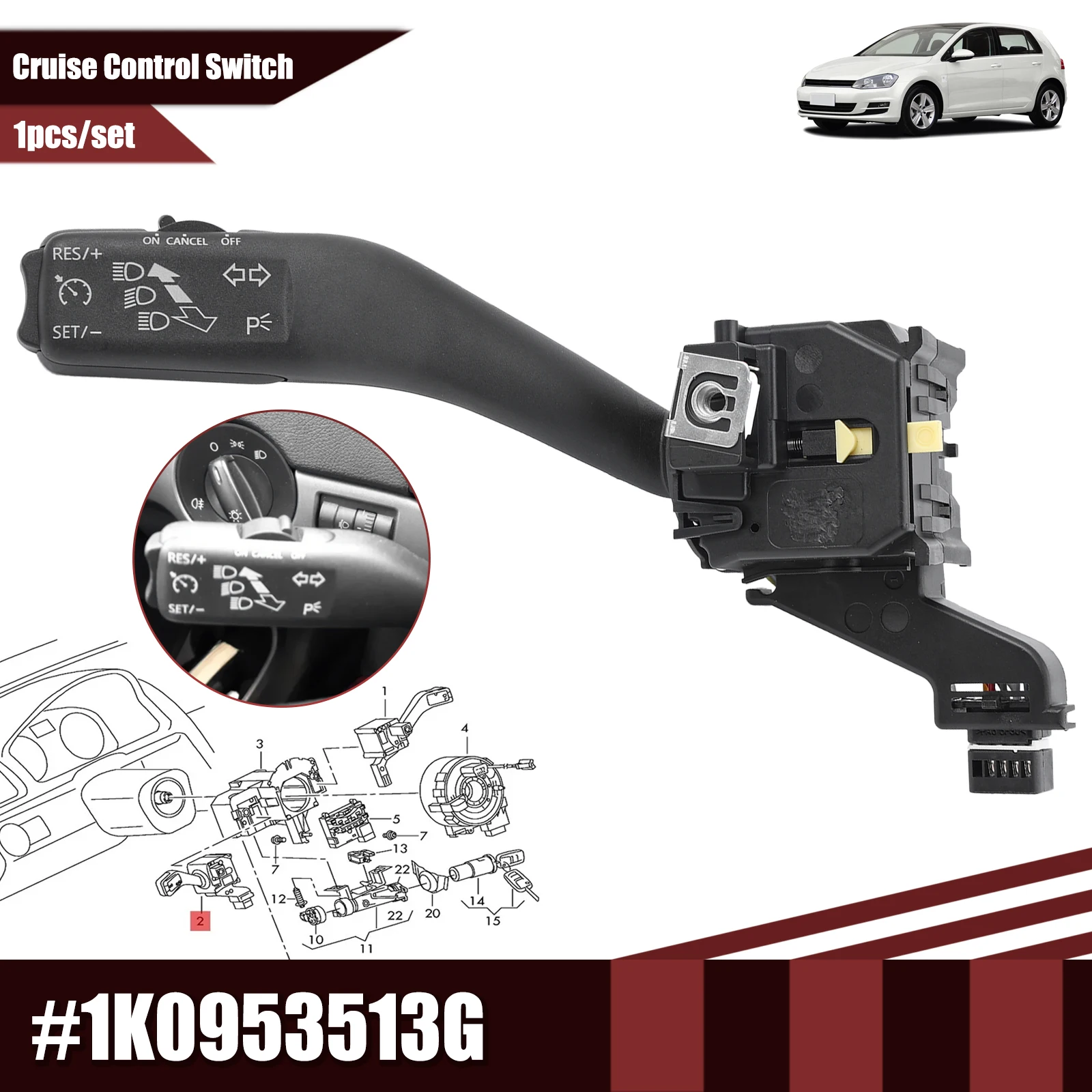 

Turn Signal Cruise Control Switch w/ CANCEL For VW Golf 5 6 GTI Jetta MK5 Tiguan 5N Skoda Octavia 2 Audi A3 S3 Seat 1K0953513G