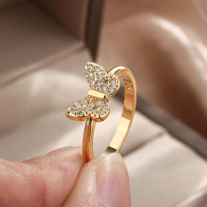 Women's 925 Sterling Silver Butterfly Ring with Zircon