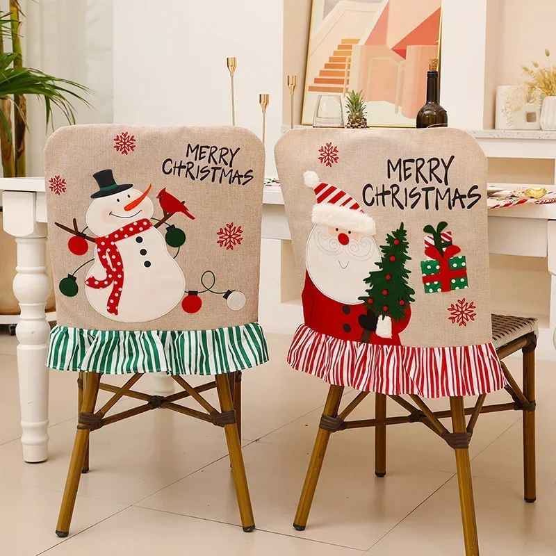 

1/2Pcs Christmas Santa Claus Hat Chair Cover Christmas Decoration Table New Year 2024 Ornament for Home Navidad Noel Xmas Gift