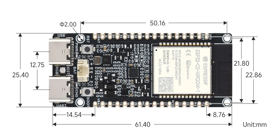 

ESP32-C5 Dual-Band Wi-Fi 6 Development Board, 240MHz RISC-V Processor, ESP32-C5-WROOM-1 Series Module, Multi-Protocol RISC-V MCU