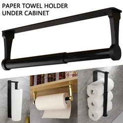 Paper Towel Holder Under Cabinet Toilet Roll Paper Holder Organizer Wall Mount Storage Stand Tissue Hanger for Kitchen Bathroom