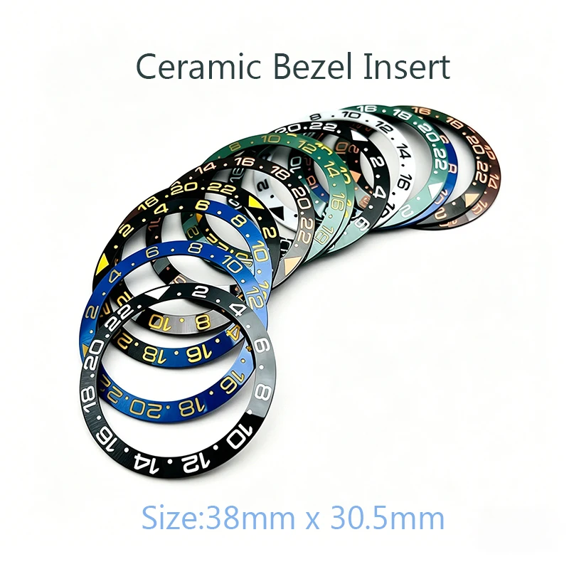 

38mmx30.5mm Men Watch Case Sloped Ceramic Bezel Insert Rings Fits GMT SUB Seiko Watch Replace Repair Parts