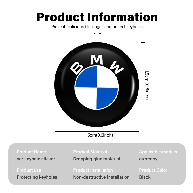 8szt Samochodowa naklejka ochronna na dziurkę od klucza do BMW E90 E60 E46 E39 F30 F10 E87 X3 X4 X5 X1 G30 G20