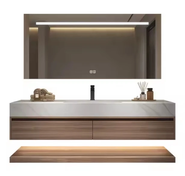 

Горячая новинка: Подвесной настенный шкаф для ванной из фанеры, комплект мебели для ванной с раковиной