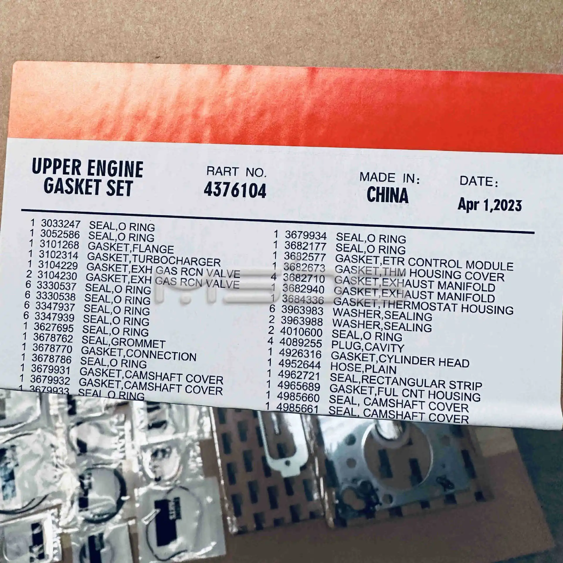 For Cummins X15 upper engine pad assembly 4376104 upper repair kit 2881767 upper repair kit 4352146