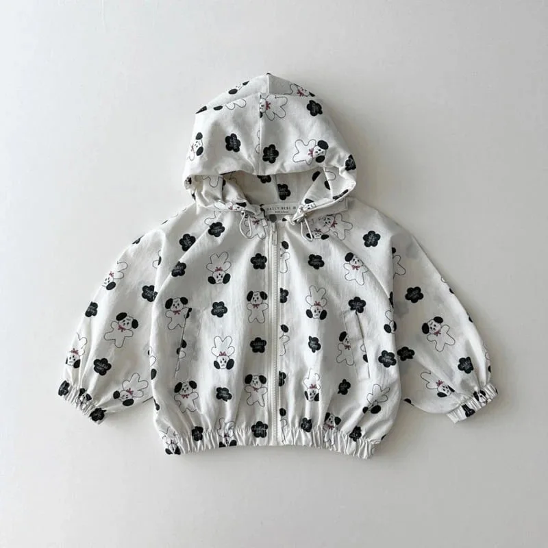 2024 Autumn New Baby Long Sleeve Hooded Coat Cute Cartoon Print Boys Girls Zipper Jacket Baby Bear Bunny Print Outerwear Clothes