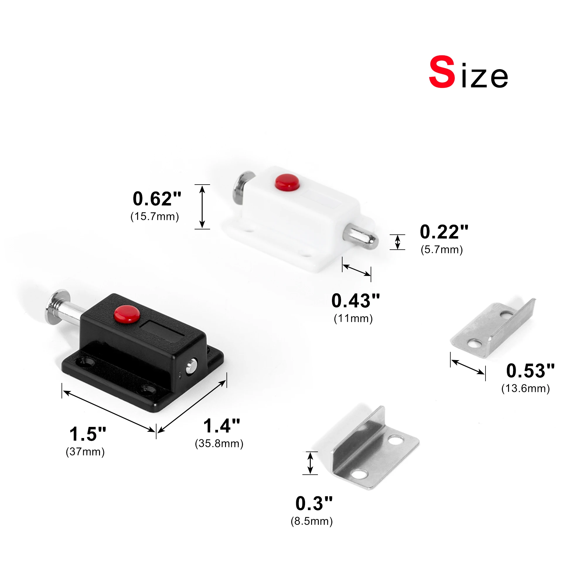 2 قطعة أسود أبيض البلاستيك قفل بمزلاج الصحافة زر الربيع إغلاق باب خشبي إغلاق الترباس لخزانة أثاث نافذة خزانة #3
