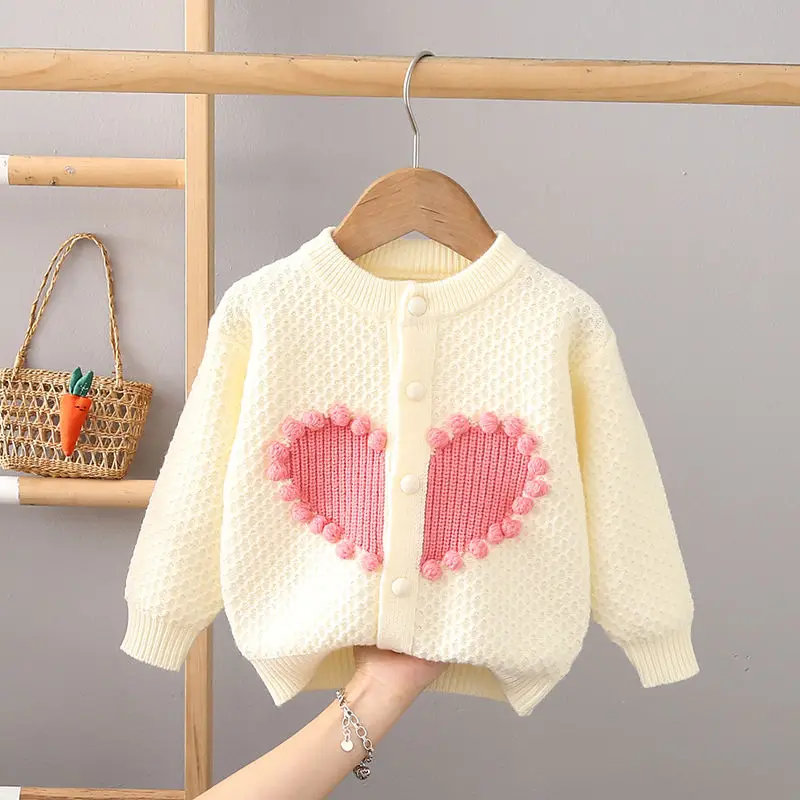 Children\'s Sweater Knitted Coat 2023 Spring and Autumn Girl Baby Princess Cardigan Korean Outerwear Woolen Top