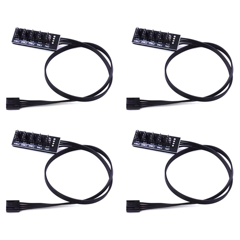 4Pcs 40Cm 1 To 5 4-Pin Molex TX4 PWM Fan CPU HUB Splitter PC Case Chasis Cooler Extension Cable Adapter Controller