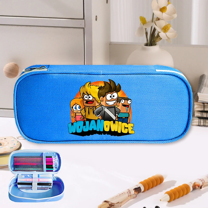 Wojan Teams Canvas Pencilcase Multi-functional Zipper Student Back To School Gift Fashion Print Stationary Storage Pouch Pen Bag