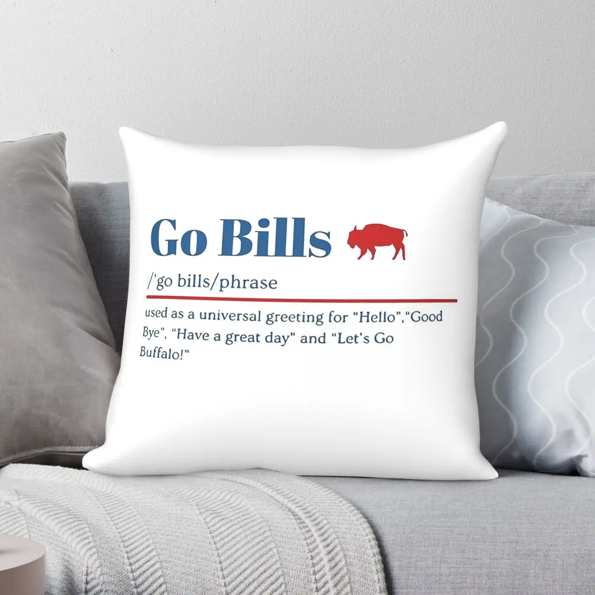 Go Bills Definition Square Pillowcase Polyester Linen Velvet Printed Zip Decorative Throw Pillow Case Sofa Cushion Cover 45x45