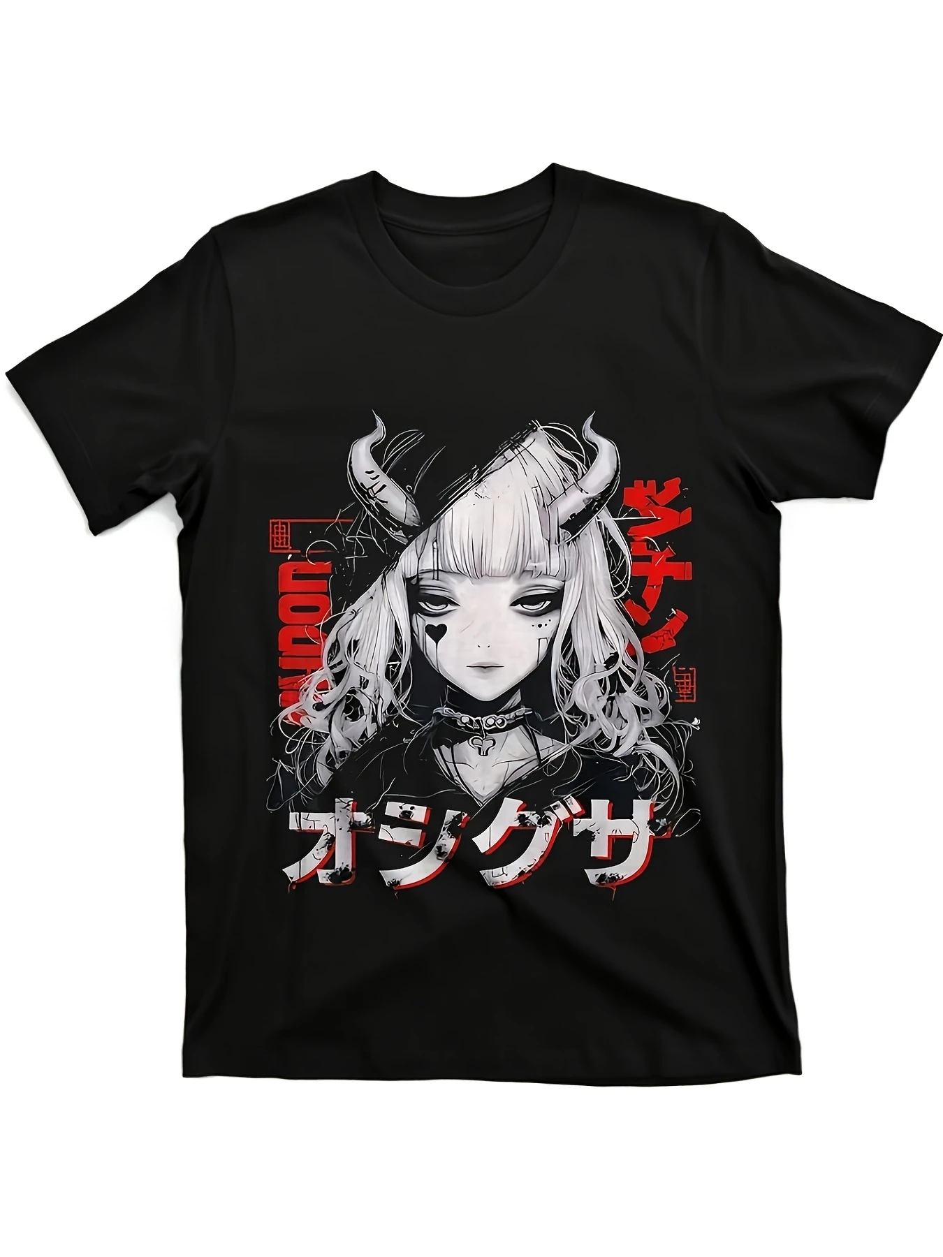 Horned Priestess Design in Dark Punk Gothic Style for Both Genders Summer ShortSleeve Printed Tee 2026 180GRetro Casual