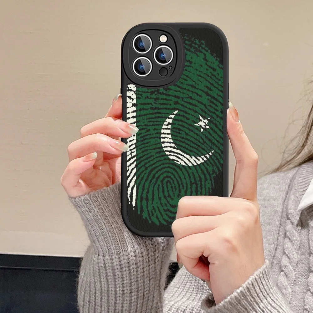 Pakistan Flagge Handy hülle Hartes Leder für iPhone 14 13 12 Mini 11 14 Pro max xs x xr 7 8 plus Fundas