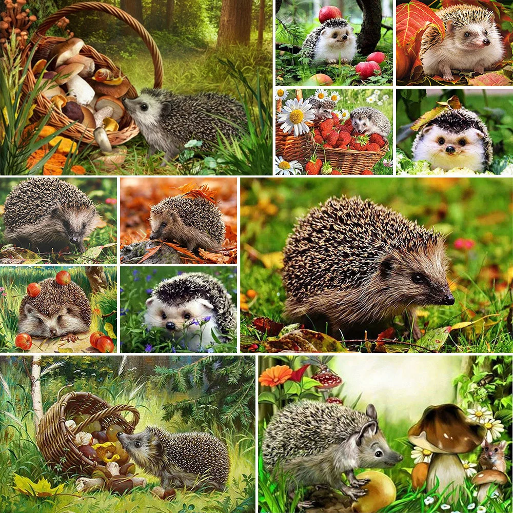 Animal Hedgehog Printed 11CT Cross Stitch DIY Embroidery Full Kit Needlework Hobby Knitting Handmade Home Decor Gift Liczony