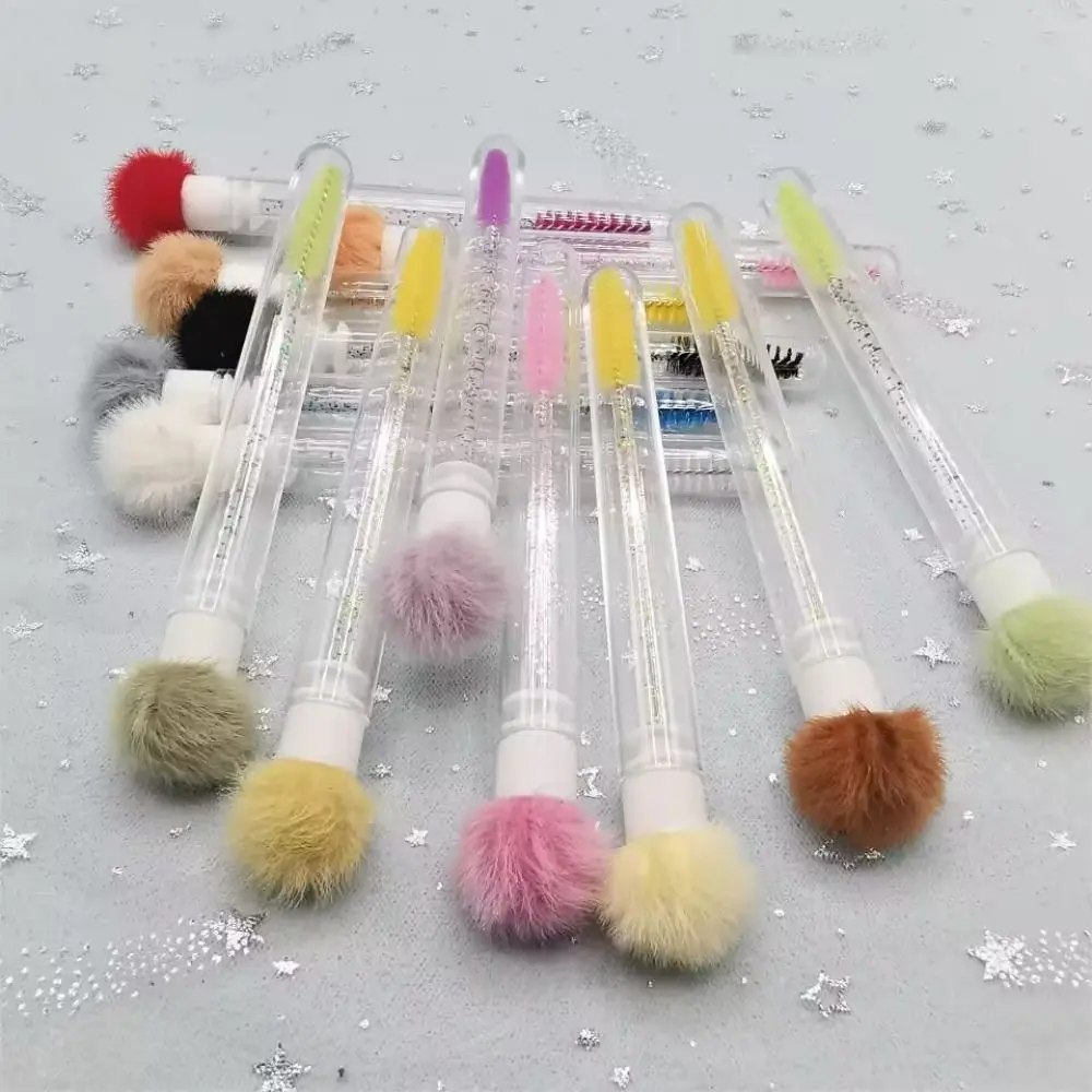 Fluffy Hairball Mascara Brush Dust Proof Transparent Tube Tube Eyelash Brush Dust-proof Multicolor Eyelashes Brushes Comb