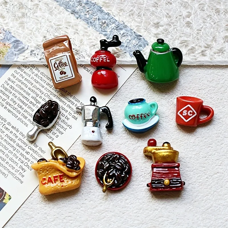 100pcs Kawaii Simulation Coffee Utensils Series Mini Resin Flatback Cabochon DIY for Phone Case Keychain Earrings Scrapbook
