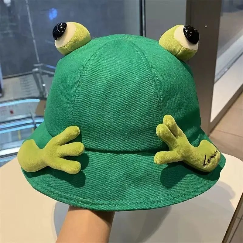 Funny 3D Frog Eyes Bucket Hat Cute Cartoon Frog Hand Design Fisherman Cap for Women Men Summer Outdoor Sun Protection Sun Hat