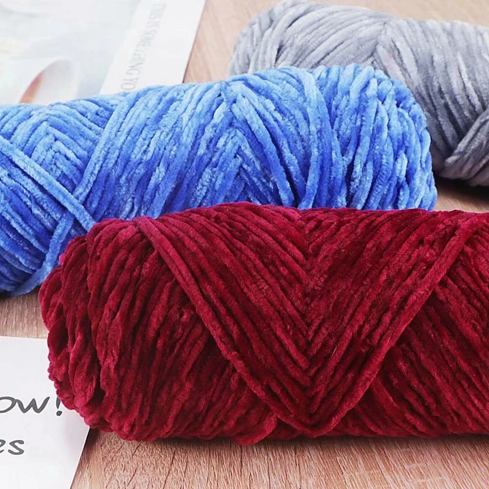 Gold Velvet Yarn Medium Thick Single Strand Glossy Velvet Yarn Hooked Shoe Thread Hand Woven Sweater Thread