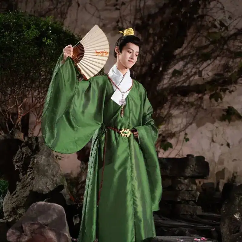 Traditional Hanfu Dark Flower Gauze Large Sleeve Ming Dynasty Style Dao Robe Chinese Hanfu Male Ancient Student Vintage Costume - view 5