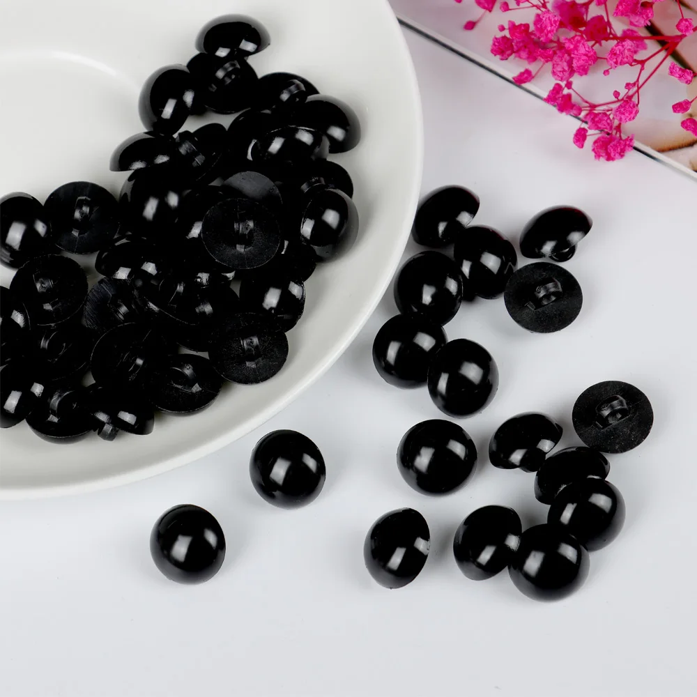 Ojos de botón negros de plástico para peluche y marioneta - imagen 3