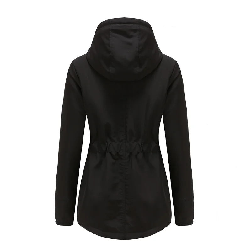 Abrigo cálido de Invierno para mujer, chaqueta gruesa sólida personalizada con su logotipo, impermeable con capucha para senderismo al aire libre, a