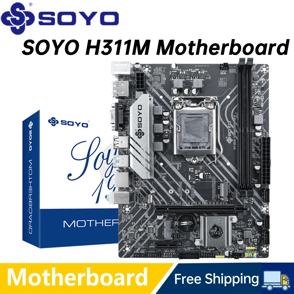 

Игровая материнская плата SOYO H311M LGA1151 с поддержкой процессора Intel 6/7/8/9 поколения DDR4 2133/2400/2666 МГц 32 ГБ M.2 SATA3.0 USB3.0 для настольных ПК