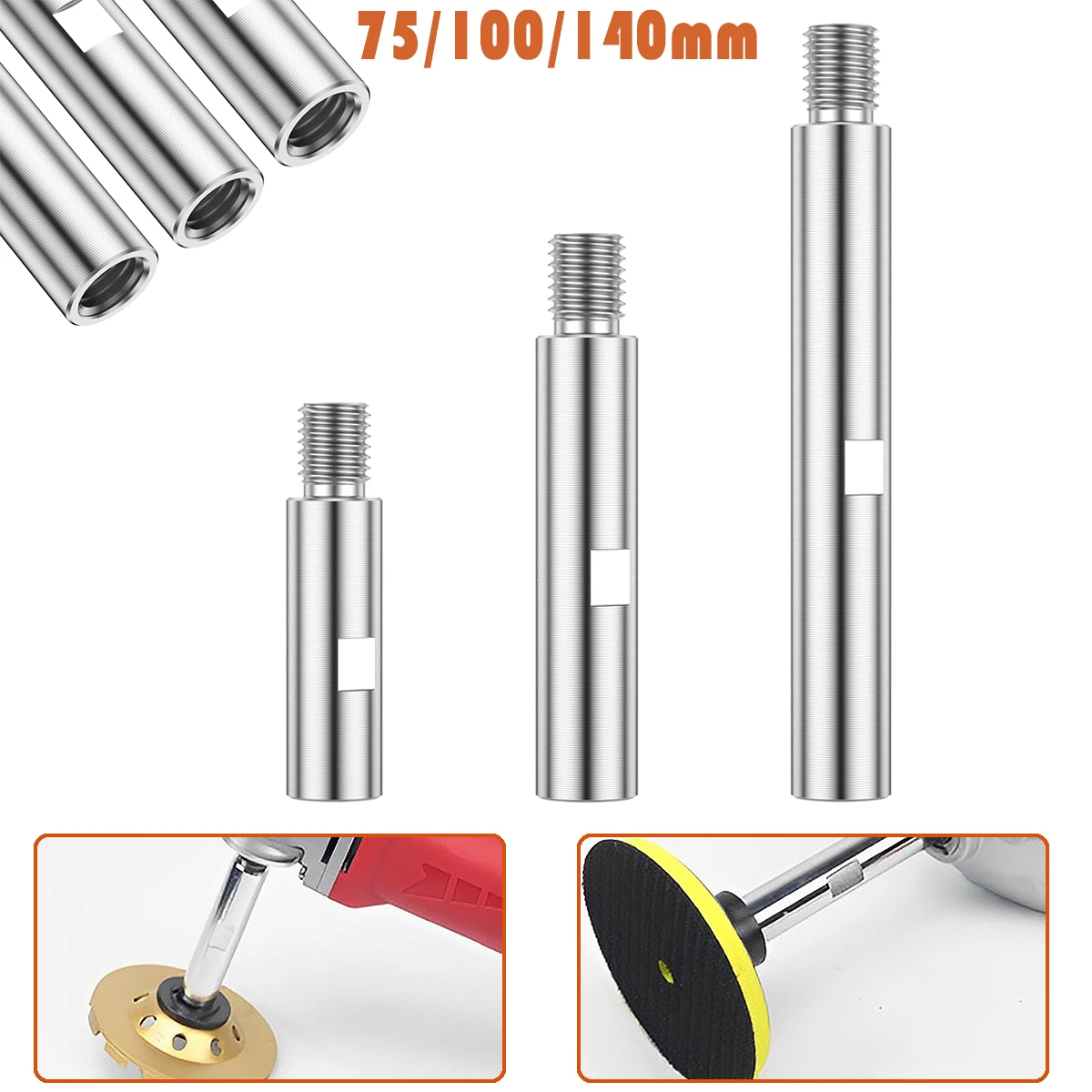 

3Pcs M14 Angle Grinder Extension Rod length 3/4/5.5 Inch Polisher Grinding Machine Extension Bar Connecting Rod