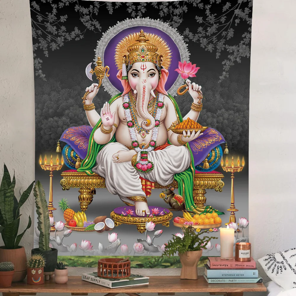 Indian God Thailand Religion Shiva Ganesha Parvati Buddhism Meditation Mats Carpet Wall Hanging Mandala Hippe Elephant Tapestry