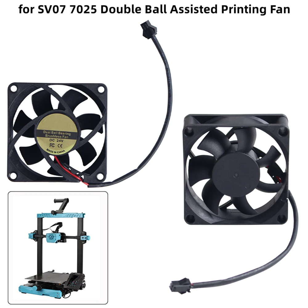 For SV07 7025 Dual Ball Assisted Printing Cooling Fan Replacement for Sovol SV07 Double Ball Cooling Fan 24V 3D Printer Parts