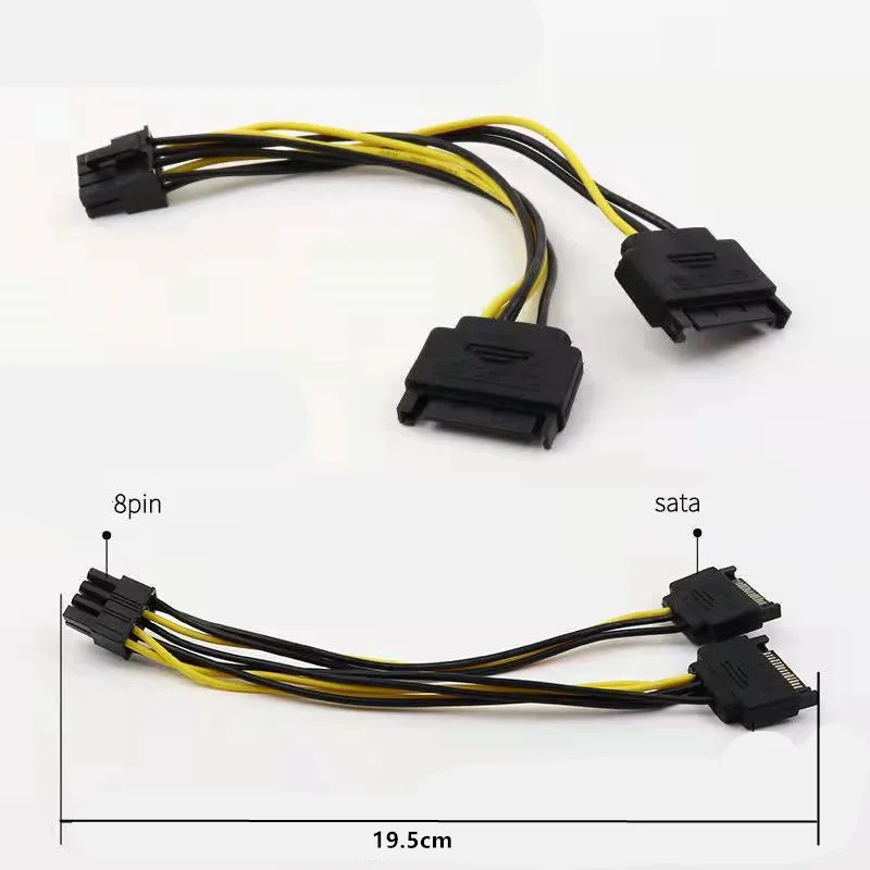 Single SATA 15 Pin Turn to 8 Pin Graphics Card Power Connector Line 6PIN+2PIN Adapter Cable 15P to 8P Graphics Card Line Cable