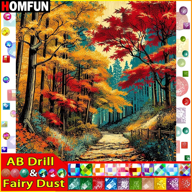 

HOMFUN сказочная пыль AB Алмазная вышивка DIY Набор для алмазной живописи «пейзаж дерево» 5D рукоделие