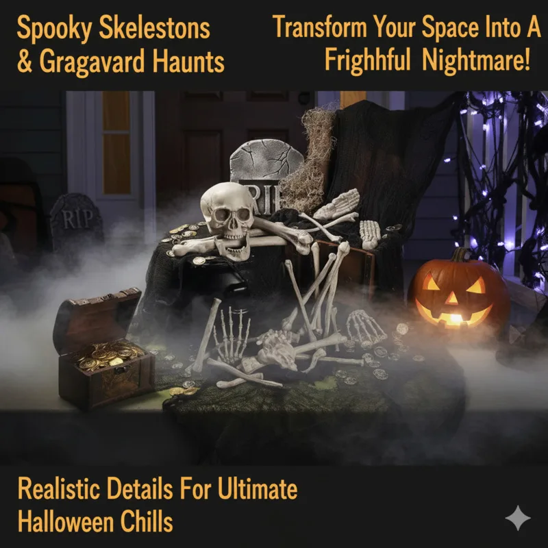 

Skeleton Bones Decoration Set Halloween Simulation Plastic White Bone For Haunted House Graveyard Scene Escape Room Party Props