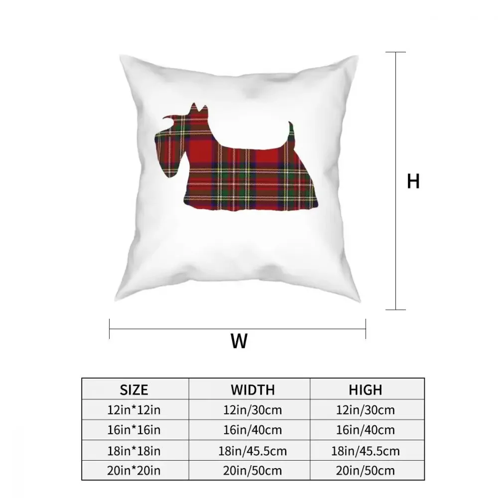 Tartan Scottie Dog Throw Pillow Cover Cushions for Sofa Scottish Terrier Funny Pillowcase