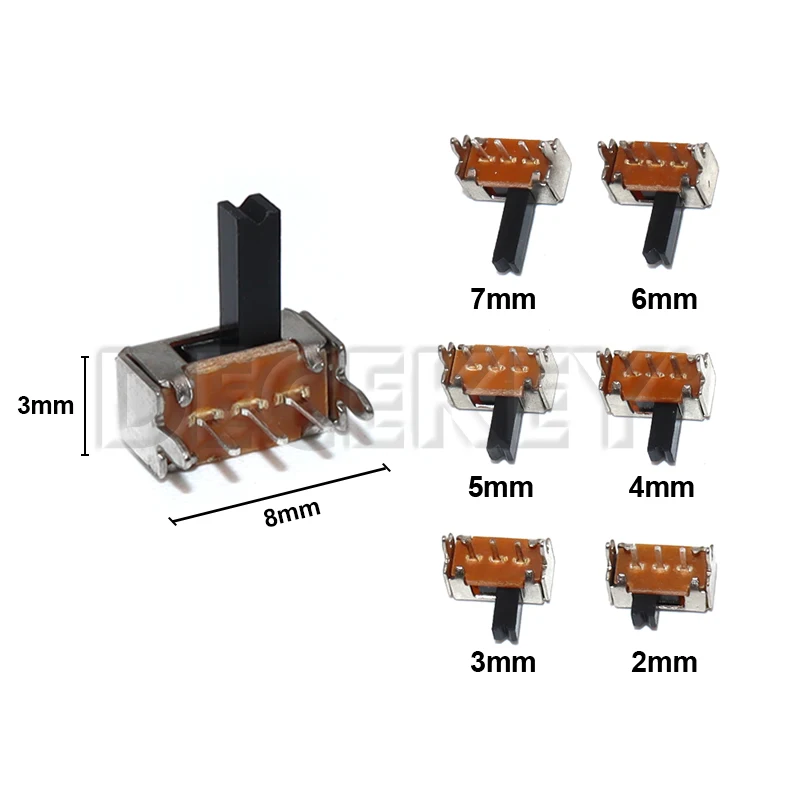 20pcs/lot 6 Sizes SK12D07 Toggle Switchs 3Pin PCB 2 Position 1P2T SPDT Miniature Slide Side Knob SK12D07VG4