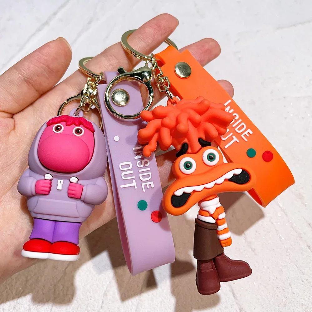 Disney Cartoon Inside Out 2 Keychain Cute Pendant Soft Glue Dolls Accessories Anxiet Envy Embarrassment Character Key Rings Gift