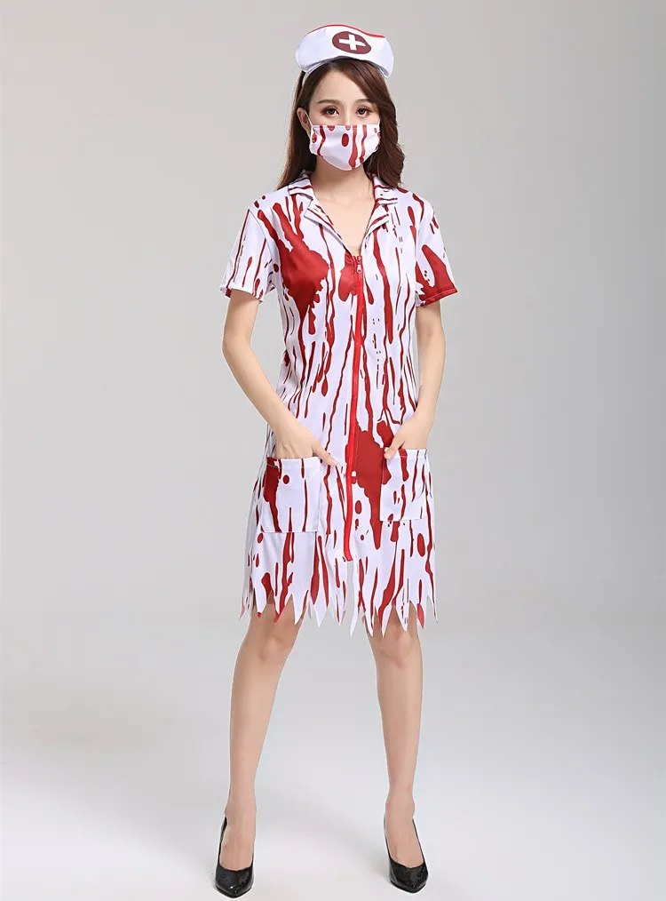 Adult loween Costume Terrorist Women's Nurse Outfit Men's Doctor Costume Ghost Bride Dr up Polyester Fiber 00%