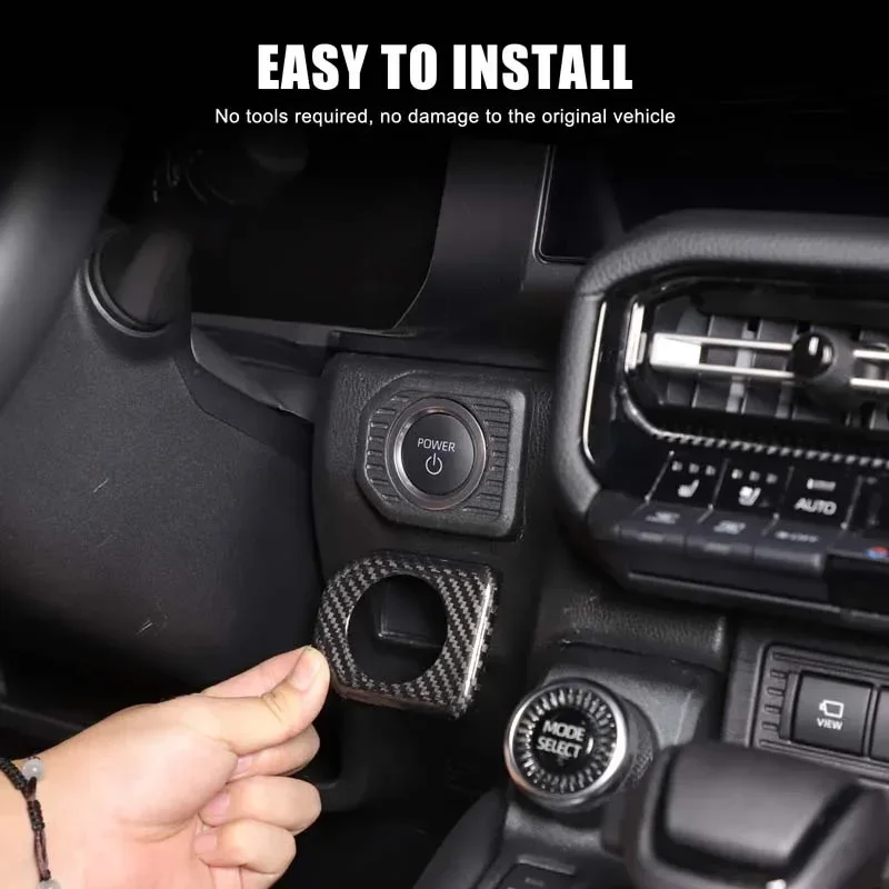 Real Carbon Fiber For Toyota Land Cruiser Prado 250 LC250 2024+ Car One-click Start Button Decorative Cover Sticker  Accessories