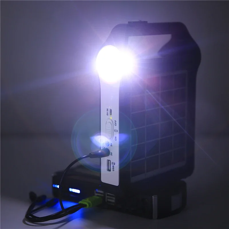 Portable Solar Generator Outdoor 6V Rechargeable Solar Emergency Generator with Flashlight for Lighting Camping Mountaineering